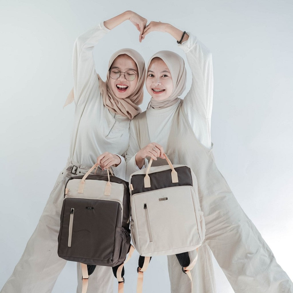 ERMY - Yuuky Tas Ransel Wanita 2 in 1 Backpack Sekolah Tas Laptop Kerja Simpel
