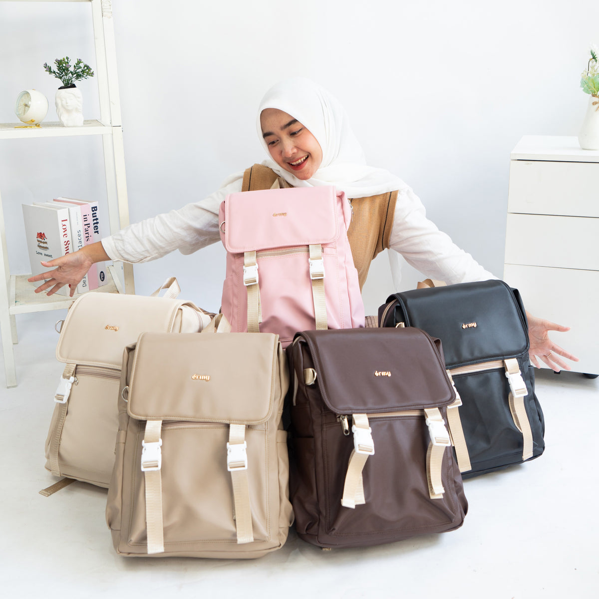 ERMY - Yuka Tas Ransel Sekolah Wanita New Material Backpack Sekolah Besar Waterproof