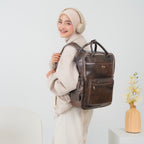 ERMY - Aily Tas Ransel Wanita 2 in 1 New Material Backpack Sekolah Tas Laptop Kuliah Waterproof