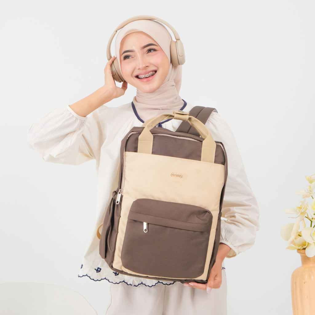ERMY - Katsu Tas Ransel Wanita 2 in 1 Full Color Backpack Sekolah Tas Laptop Kuliah Simpel