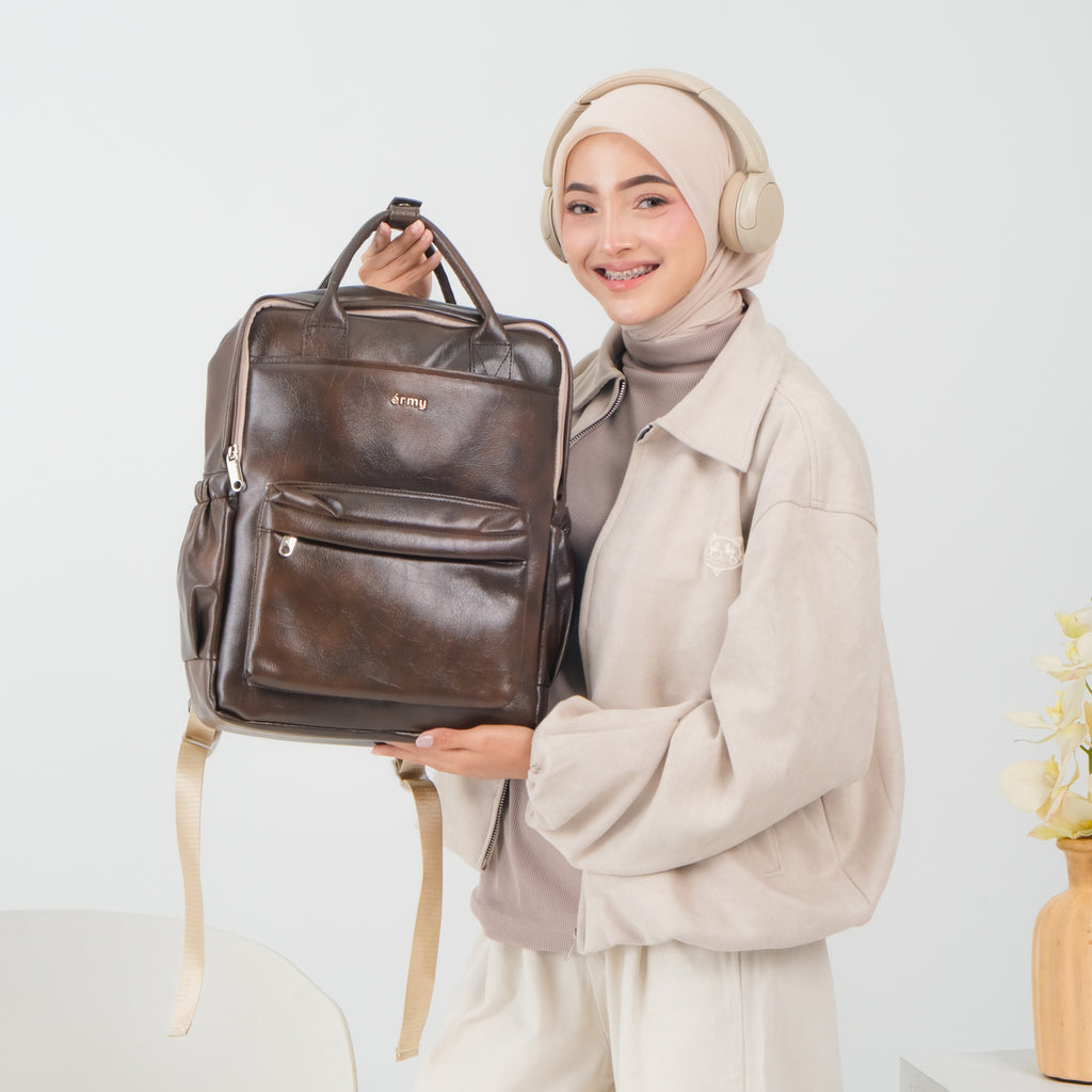ERMY - Aily Tas Ransel Wanita 2 in 1 New Material Backpack Sekolah Tas Laptop Kuliah Waterproof