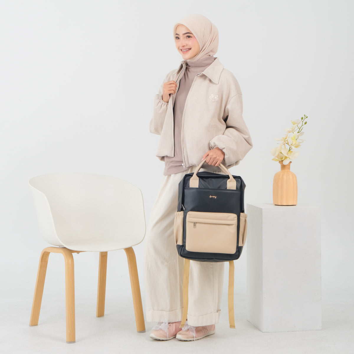 ERMY - Aily Tas Ransel Wanita 2 in 1 Mix Color Backpack Sekolah Tas Laptop Kuliah Waterproof