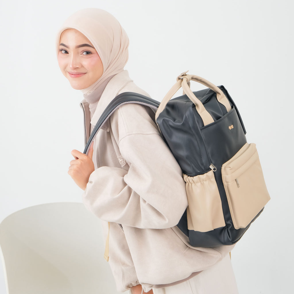 ERMY - Aily Tas Ransel Wanita 2 in 1 Mix Color Backpack Sekolah Tas Laptop Kuliah Waterproof