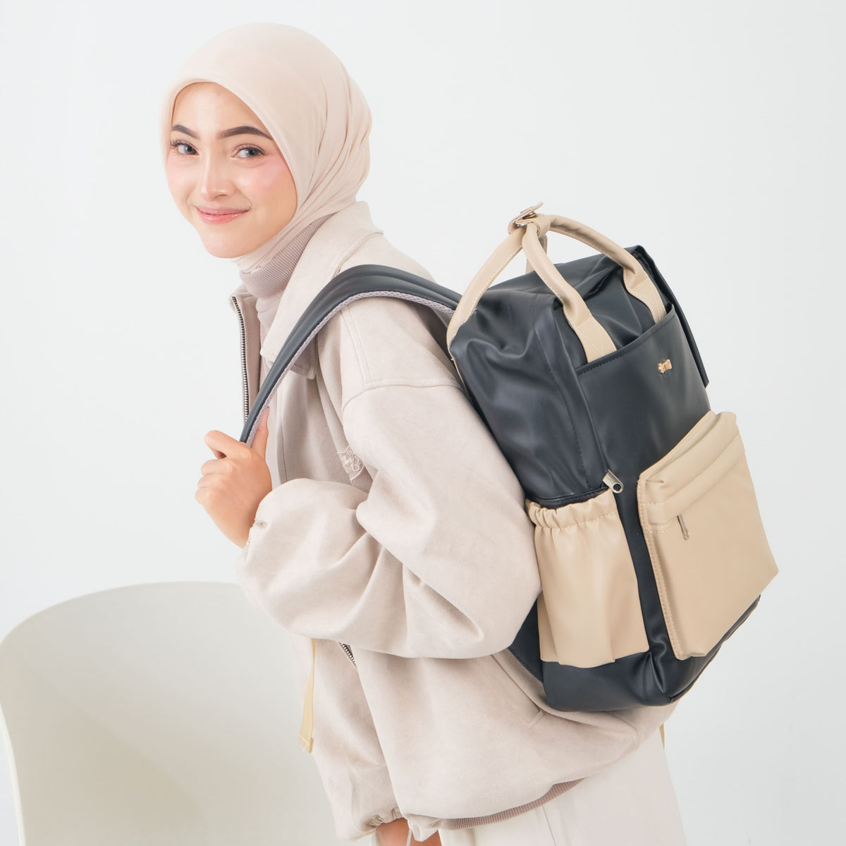 ERMY - Aily Tas Ransel Wanita 2 in 1 Mix Color Backpack Sekolah Tas Laptop Kuliah Waterproof