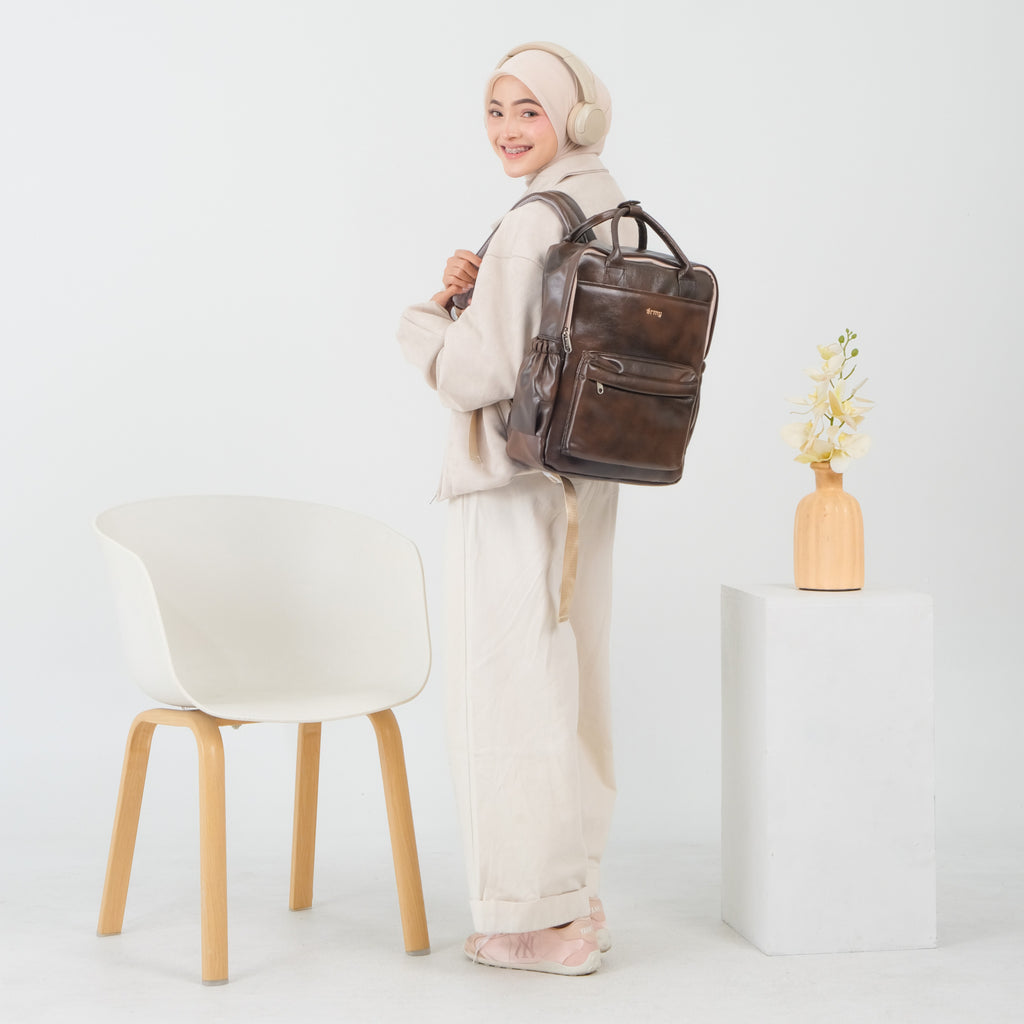 ERMY - Aily Tas Ransel Wanita 2 in 1 New Material Backpack Sekolah Tas Laptop Kuliah Waterproof