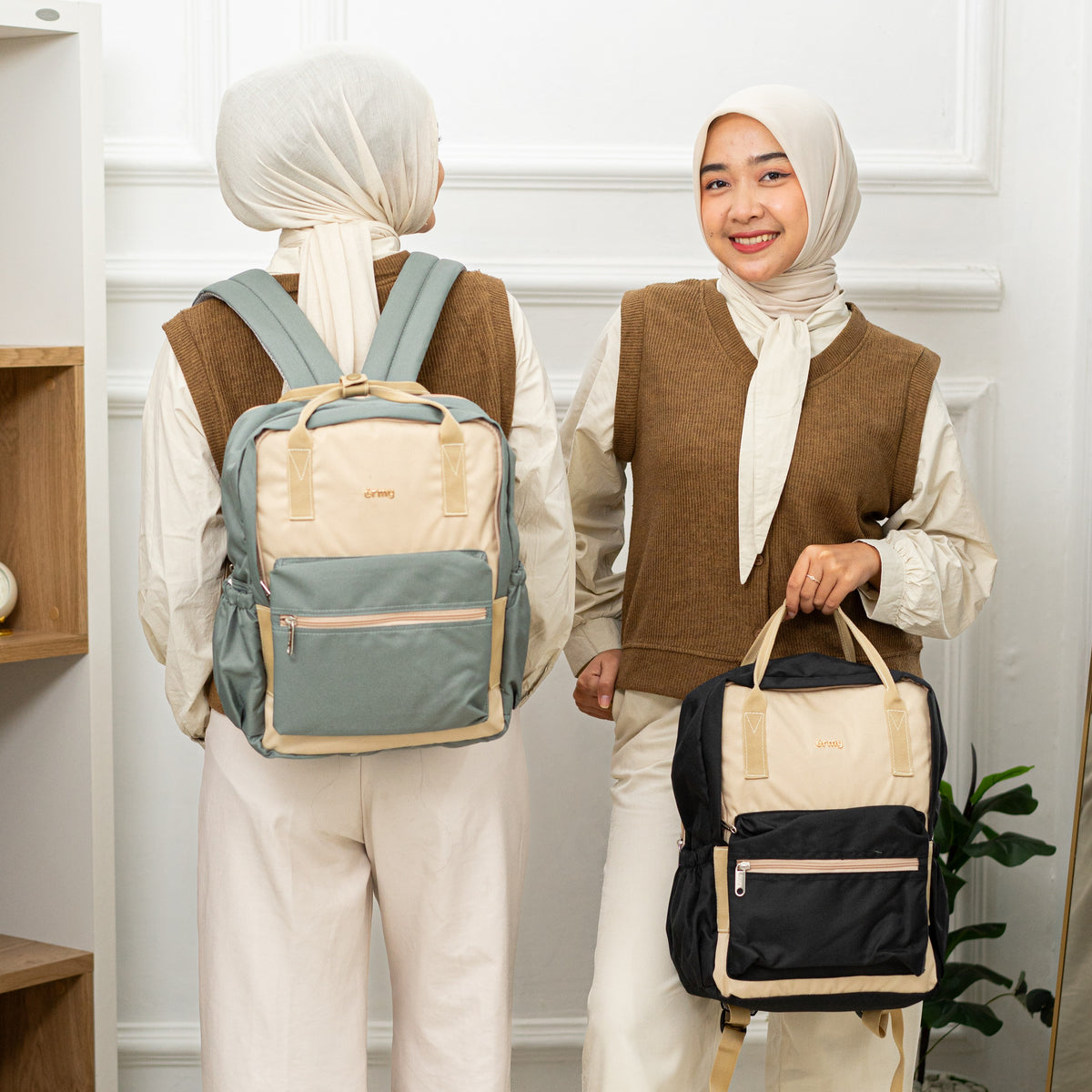 ERMY - Namy Tas Ransel Wanita 2 in 1 Backpack Sekolah Kuliah Traveling