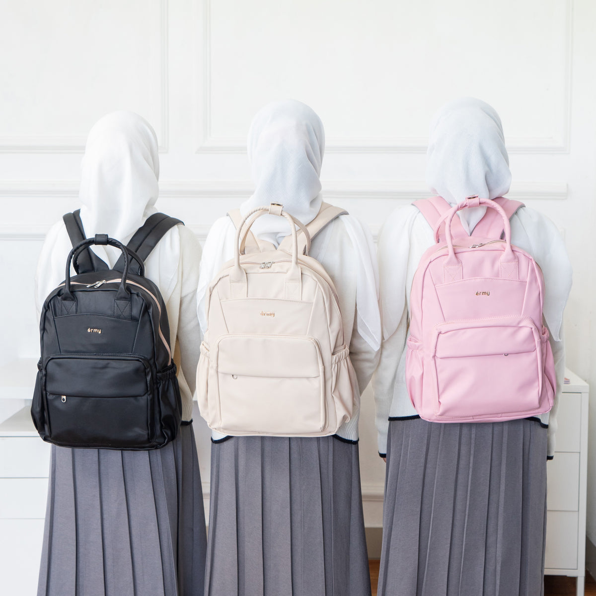 ERMY - Winnie Tas Ransel Wanita 2 in 1 Backpack Sekolah Tas Kerja Simpel Waterproof