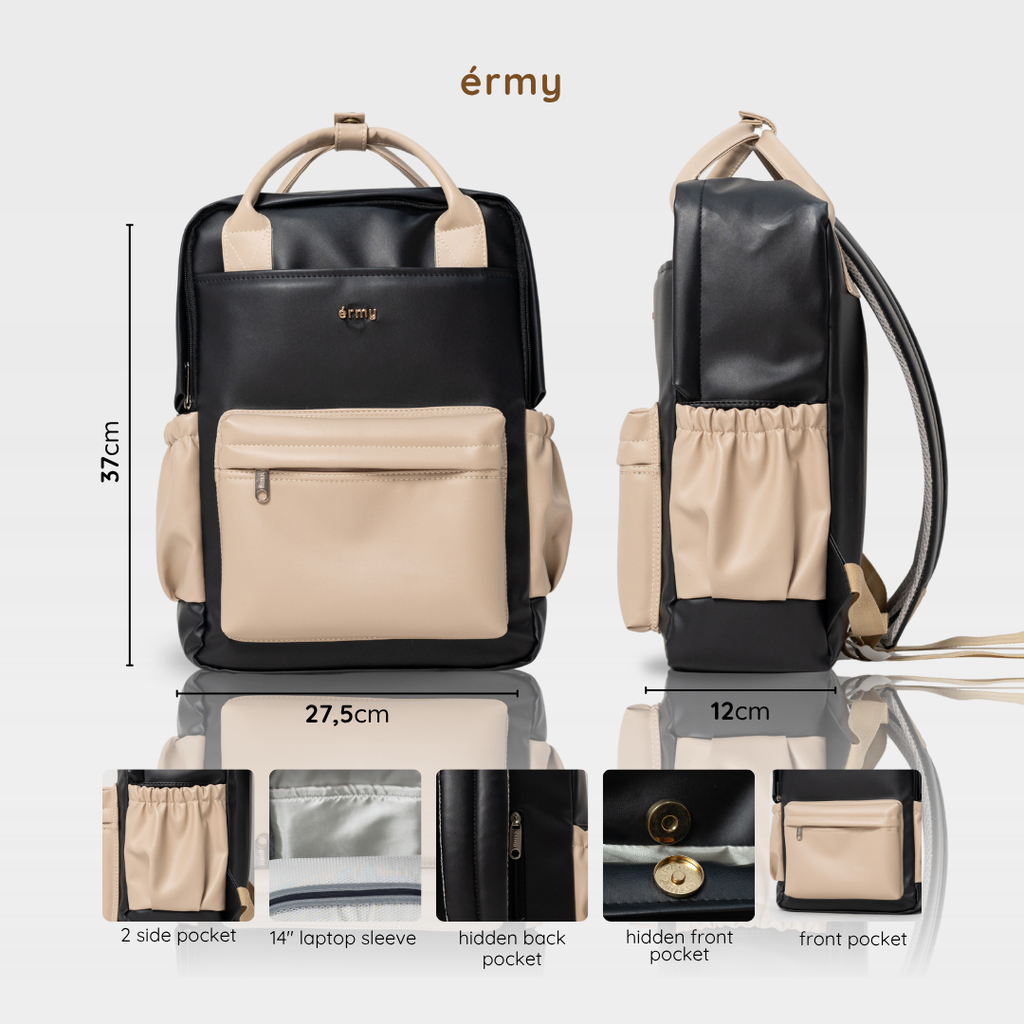 ERMY - Aily Tas Ransel Wanita 2 in 1 Mix Color Backpack Sekolah Tas Laptop Kuliah Waterproof
