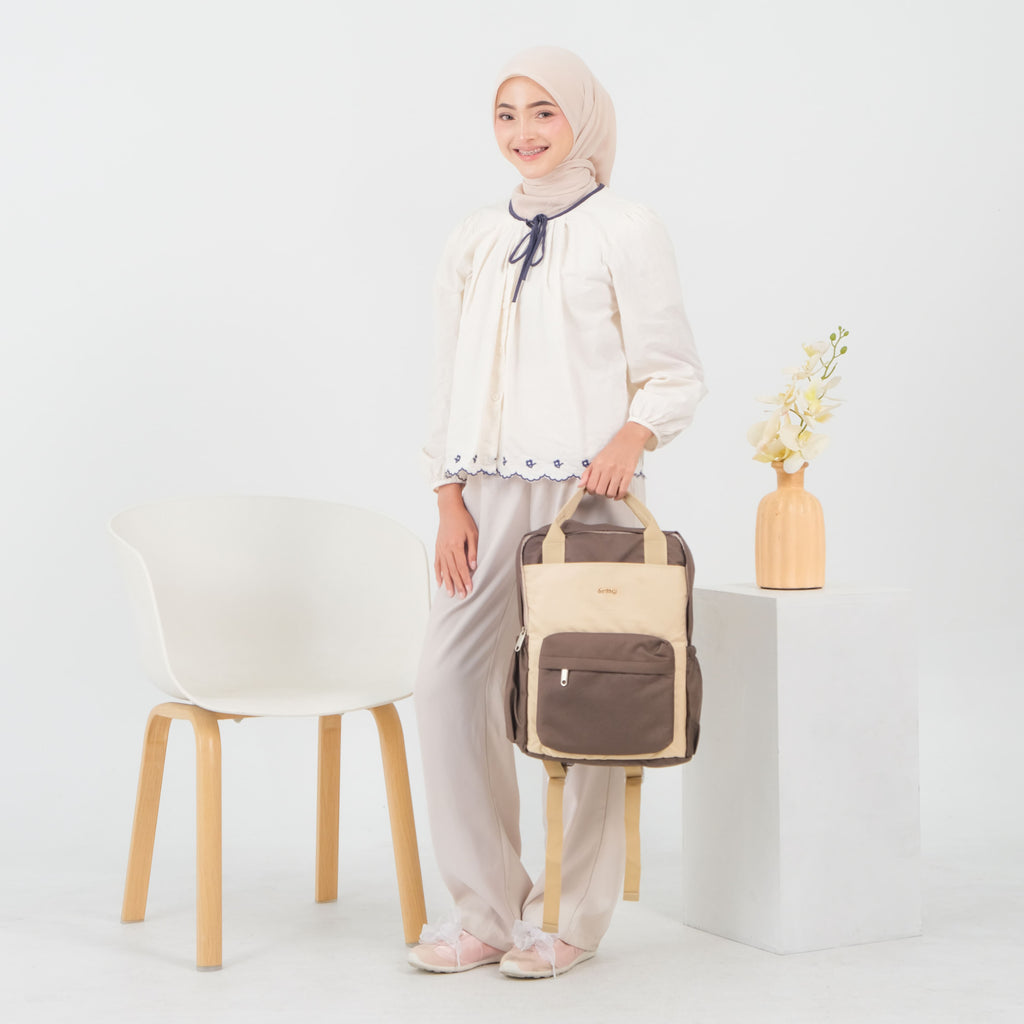ERMY - Katsu Tas Ransel Wanita 2 in 1 Full Color Backpack Sekolah Tas Laptop Kuliah Simpel