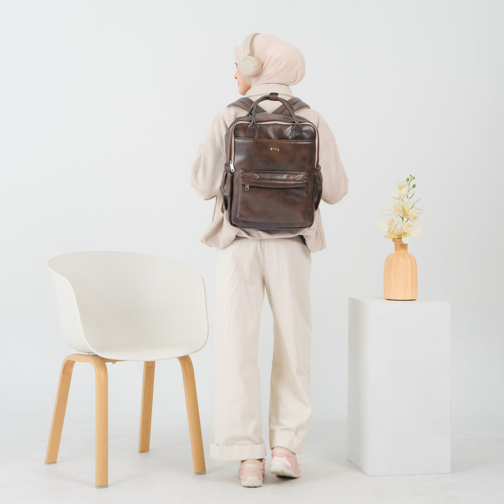 ERMY - Aily Tas Ransel Wanita 2 in 1 New Material Backpack Sekolah Tas Laptop Kuliah Waterproof