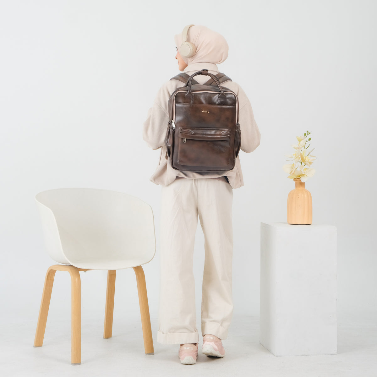 ERMY - Aily Tas Ransel Wanita 2 in 1 New Material Backpack Sekolah Tas Laptop Kuliah Waterproof