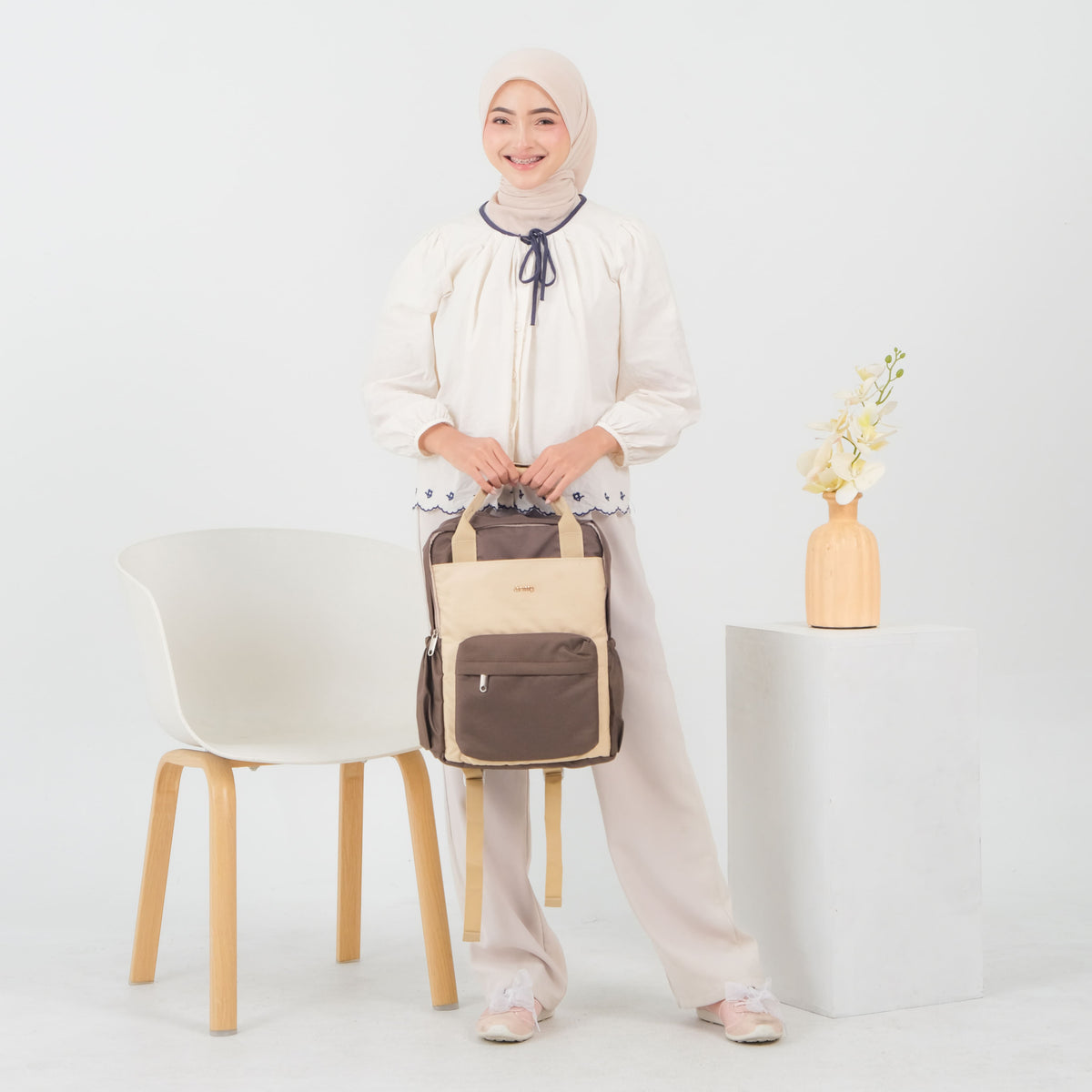 ERMY - Katsu Tas Ransel Wanita 2 in 1 Full Color Backpack Sekolah Tas Laptop Kuliah Simpel