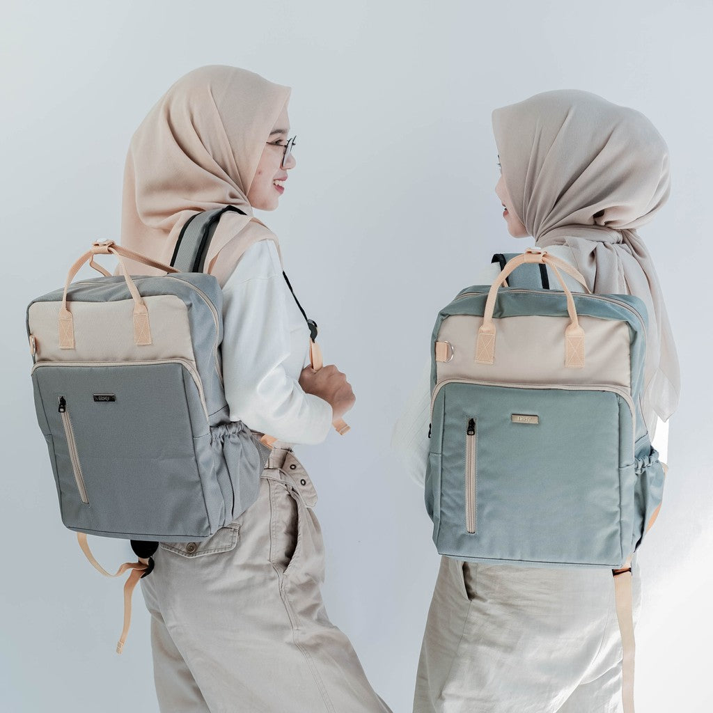 ERMY - Yuuky Tas Ransel Wanita 2 in 1 Backpack Sekolah Tas Laptop Kerja Simpel