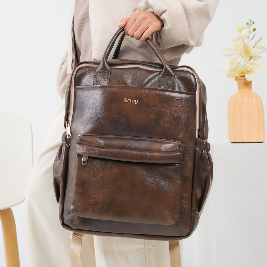 ERMY - Aily Tas Ransel Wanita 2 in 1 New Material Backpack Sekolah Tas Laptop Kuliah Waterproof