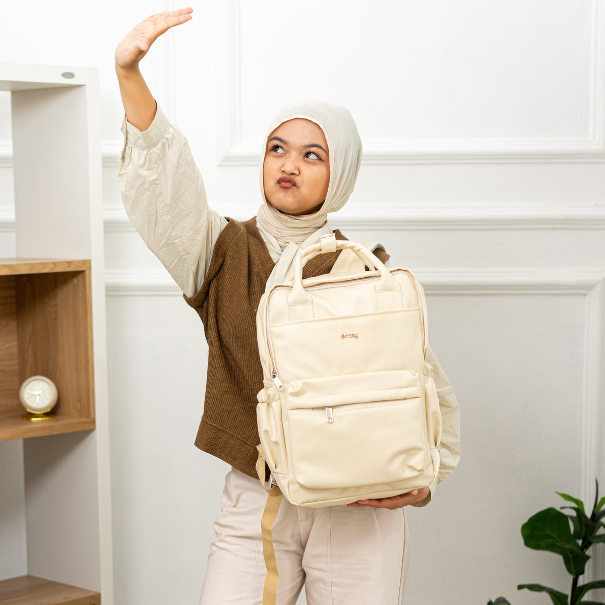 ERMY - Aily Tas Ransel Wanita 2 in 1 Backpack Sekolah Tas Laptop Kuliah Waterproof