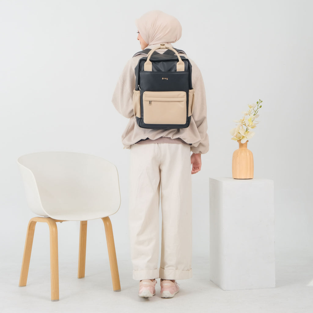 ERMY - Aily Tas Ransel Wanita 2 in 1 Mix Color Backpack Sekolah Tas Laptop Kuliah Waterproof