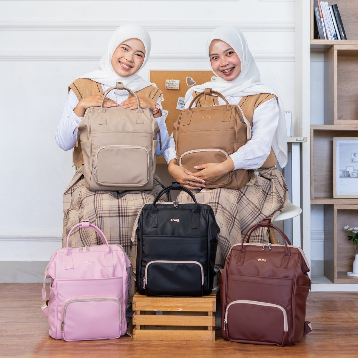 ERMY - Kimy Tas Ransel Wanita 2 in 1 Backpack sekolah Tas Kerja Waterproof